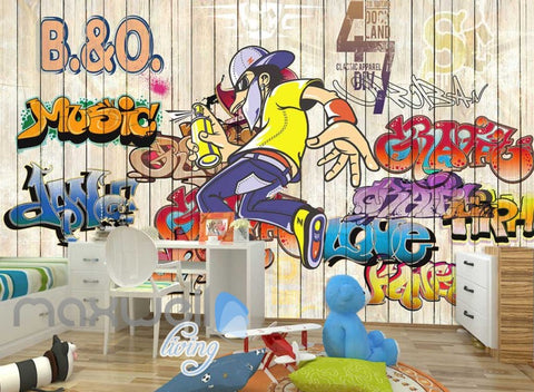 Image of 3D Graffiti Music Love Dance Street Art Wall Murals Wallpaper Decals Print Decor IDCWP-TY-000287