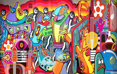 Image of 3D Graffiti Abstract Instruments Art Wall Murals Wallpaper Decals Prints Decor IDCWP-TY-000292