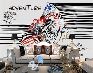 3D Graffiti Stripe Zebra Lover Art Wall Murals Wallpaper Decals Prints Decor IDCWP-TY-000293