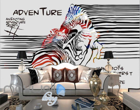 Image of 3D Graffiti Stripe Zebra Lover Art Wall Murals Wallpaper Decals Prints Decor IDCWP-TY-000293