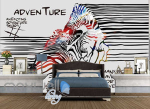 3D Graffiti Stripe Zebra Lover Art Wall Murals Wallpaper Decals Prints Decor IDCWP-TY-000293