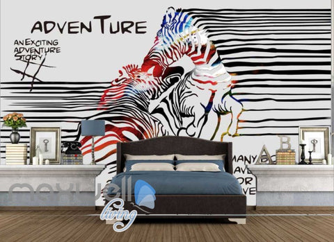 Image of 3D Graffiti Stripe Zebra Lover Art Wall Murals Wallpaper Decals Prints Decor IDCWP-TY-000293