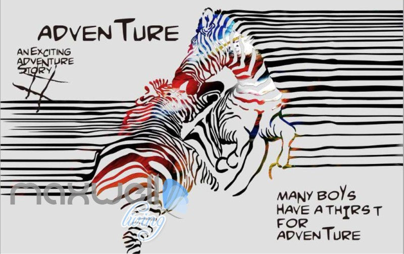 3D Graffiti Stripe Zebra Lover Art Wall Murals Wallpaper Decals Prints Decor IDCWP-TY-000293