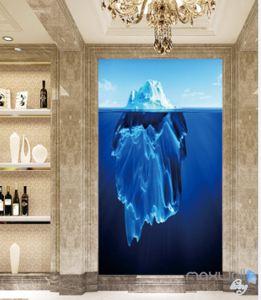 3D Iceberg Blue Ocean Corridor Entrance Wall Mural Decals Art Print Wallpaper 018
