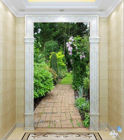 Image of 3D Garden lane Corridor Entrance Wall Mural Decals Art Print Wallpaper 028