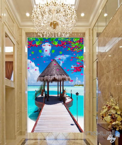 Image of 3D Tropical Pier Corridor Entrance Wall Mural Decals Art Print Wallpaper 059