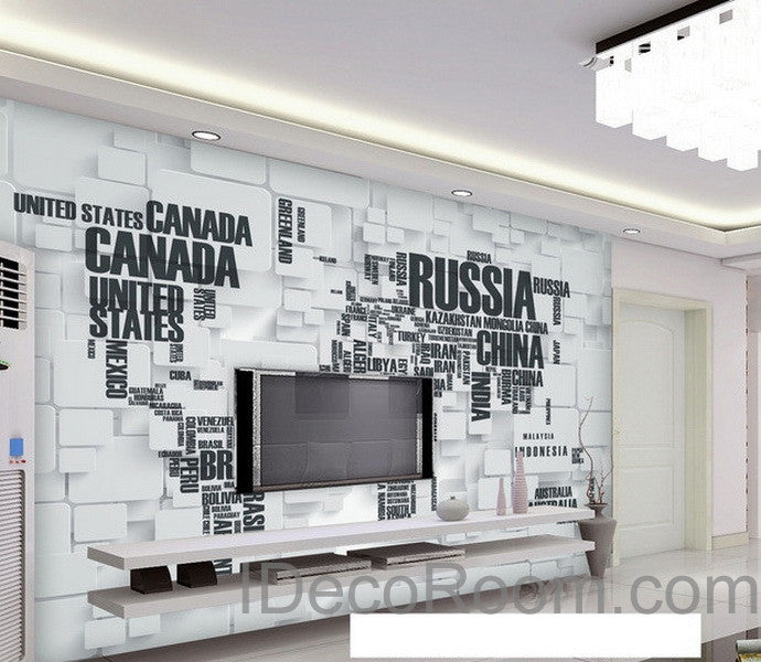 3D Abstract World Map Wallpaper Wall Decals Wall Art Print  Wall Mural Home Decor Indoor Office Business Deco