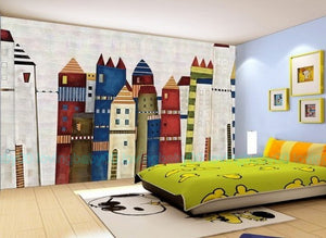 3D Fairytale Castle Town Wallpaper Wall Decals Wall Art Print Mural Home Kids Girl Nursery Decor Childcare Deco