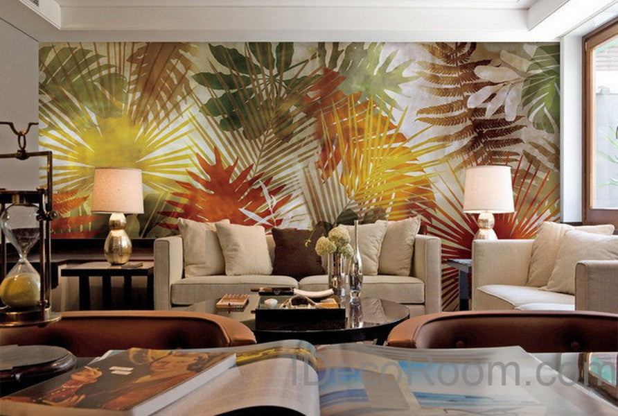 Colorful Tropical Leaves Wall Paper Wall Print Decals Home Decor Indoo –  IDecoRoom
