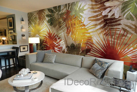 Image of Colorful Tropical Leaves Wall Paper Wall Print Decals Home Decor Indoor Wall Mural wallpaper