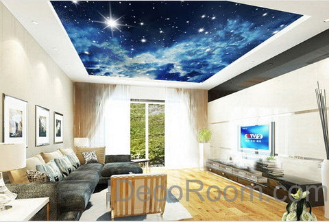 Image of 3D Starry Night Galexy Ceiling Wall Mural Wall paper Decal Wall Art Print Deco Kids wallpaper
