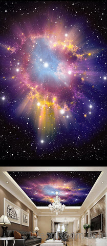 Image of 3D Infinity Galaxy Colorful Nebula Ceiling Wall Mural Wall paper Decal Wall Art Print Decor Kids wallpaper