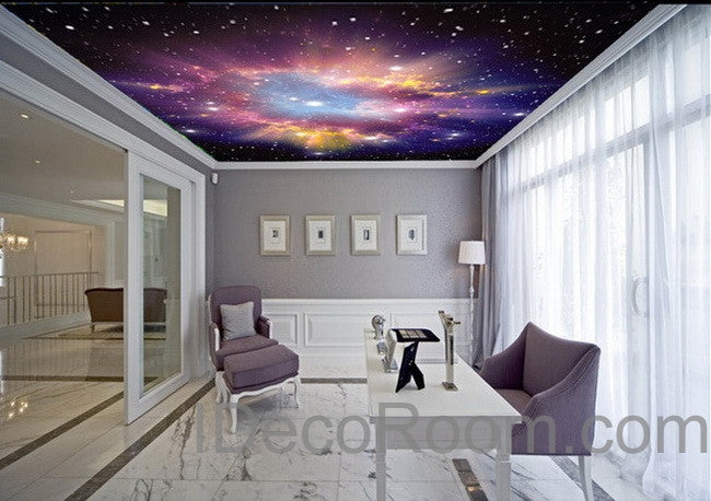 3D Infinity Galaxy Colorful Nebula Ceiling Wall Mural Wall paper Decal Wall Art Print Decor Kids wallpaper